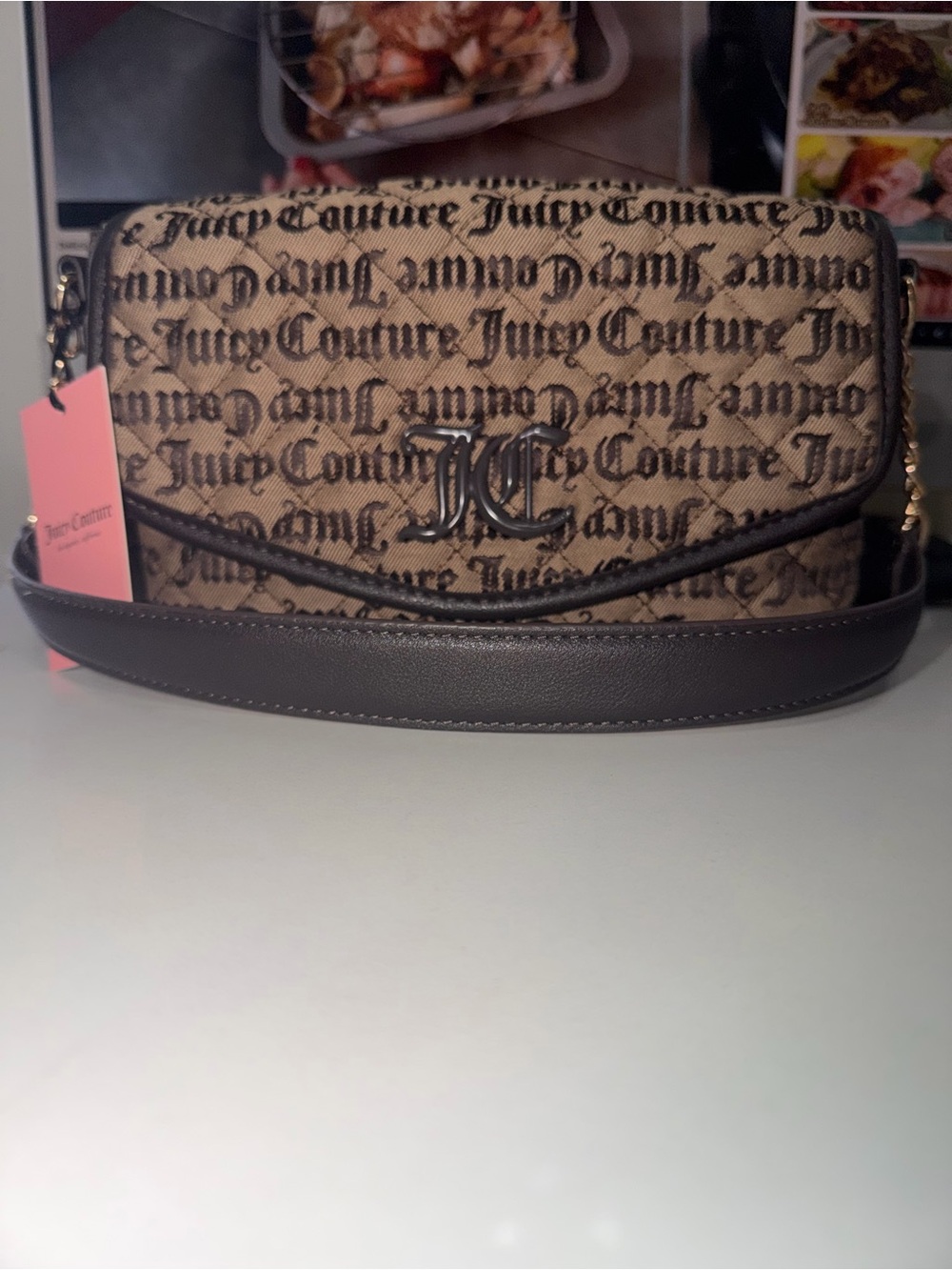 Juicy Couture Brown Logo Crossbody Bag with Black Trim